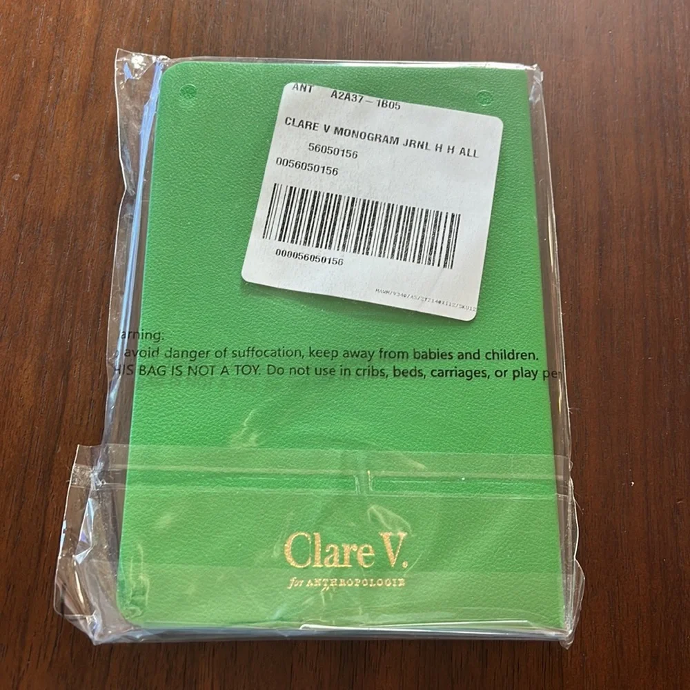 Clare V. For Anthropologie Green Stripe Monogram H Notebook NEW - Picture 6 of 11